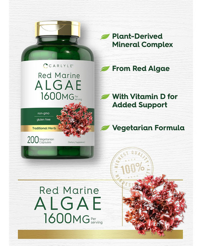 Algas Marinhas Vermelhas Carlyle 1600mg | 200 Cápsulas | Sup - Imagem 2