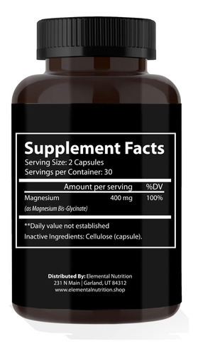 Glicinato De Magnésio Nutricional Elementar - 400 Mg Por Cáp - Imagem 3