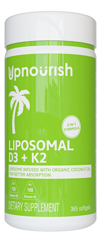 Upnourish Lipossomal Vitamina D3 K2 Mk7 365 Softgels - Vit D