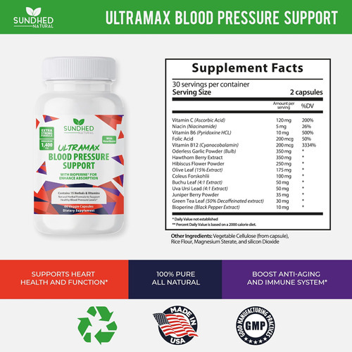 Sundhed Natrual Ultramax Pressão Arterial Com Bioperina Para - Imagem 3