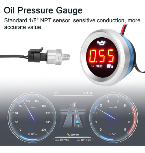 Medidor De Pressão De Óleo Alarme De Óleo Função De Sensor D - Imagem 4