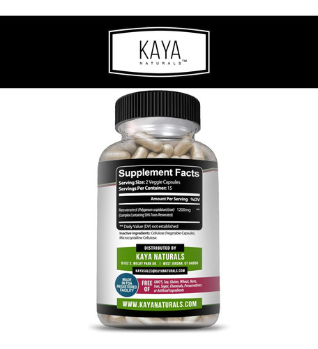 Kaya Naturals - Cápsulas De Resveratrol - Suplemento Antienv - Imagem 2