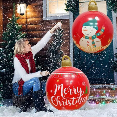 Decoração Exterior De Bola De Natal Inflável Grande 6 Peç - Imagem 4