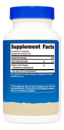 Suplemento Nutricost Amla 1000mg 120 Cápsulas Vegetarianas - Imagem 6