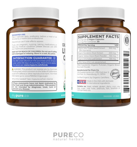 Suplemento De Limpeza Do Fígado Pure Co Detox & Repair 60 Cá - Imagem 5