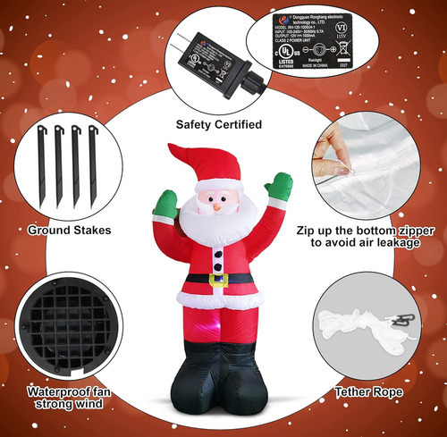 Decoração De Natal De Papai Noel Inflável De Led Gigante De - Imagem 6