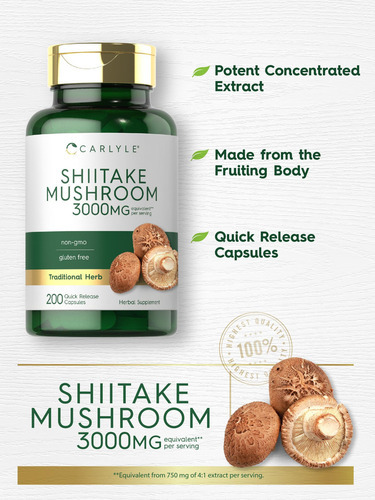 Suplemento De Extrato De Cogumelo Carlyle Shiitake 3000 Mg 2 - Imagem 4