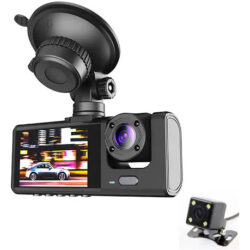 Za Câmera Veicular Hd 1080p 3 Lentes Vison Filmadora Carro E