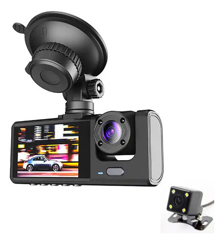 Za Câmera Veicular Hd 1080p 3 Lentes Vison Filmadora Carro E