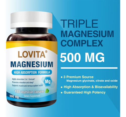 Complexo Triplo De Magnésio Lovita 500mg, Fórmula De Alta Ab - Imagem 3