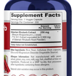 Nusapure Siberian Rhubarb 10:1 Extrato 2500mg - 200 Cápsulas