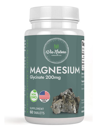 Glicinato De Magnésio 200 Mg | Sem Glúten | Não Ogm | 60 Mes