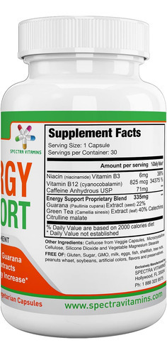 Spectra Vitamins Natural Energy Support 30 Cápsulas - Cápsul - Imagem 7
