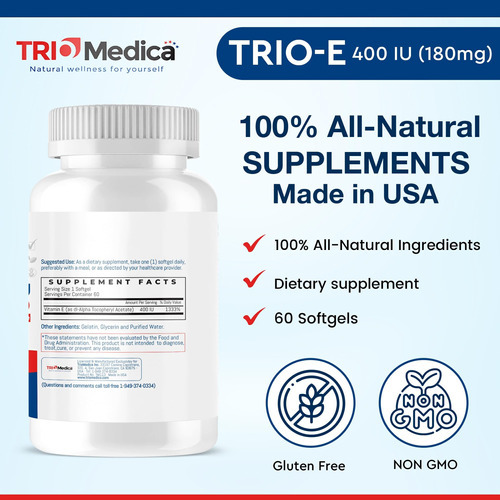 Triomedica Trio-e 400 Iu Vitamina E (400 Ui) Dl-alfa, Suplem - Imagem 5