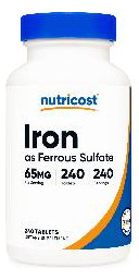 Suplemento Nutricost Sulfato Ferroso De Ferro 65mg 240 Compr - Imagem 2