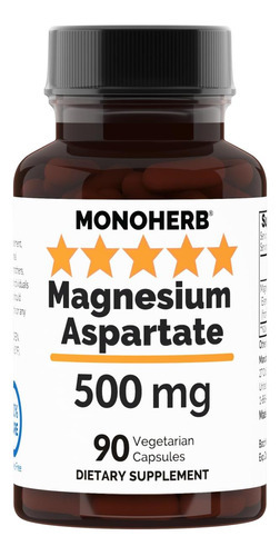 Aspartato De Magnésio 500 Mg Por Cápsula - 90 Cápsulas Veget
