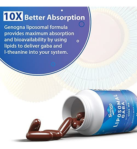Genogna Gaba Com Suplemento De L-teanina 1200 Mg - Suplemen - Imagem 2