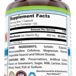 Pure Naturals Riboflavina 400 Mg 120 Cápsulas