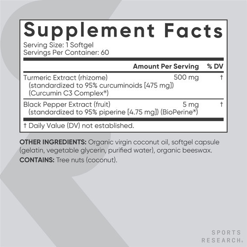 Suplemento De Pesquisa Esportiva Cúrcuma Curcumina C3 500mg - Imagem 3