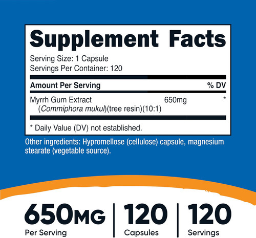 Cápsulas De Extrato De Mirra Nutricost 650 Mg, 120 Cápsulas - Imagem 2