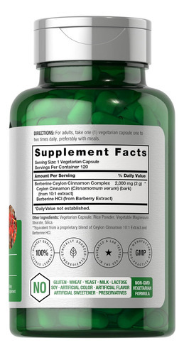Horbaach Berberine Plus Canela Do Ceilão | 2000mg | 120 Cáps - Imagem 2