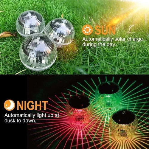 4pcs Rgb Mudança De Cor Flutuante Solar Piscina Luzes - Imagem 3