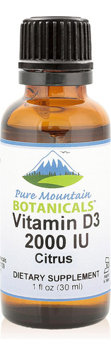 Gotas De Vitamina D Com Sabor De Pure Mountain Botanicals -