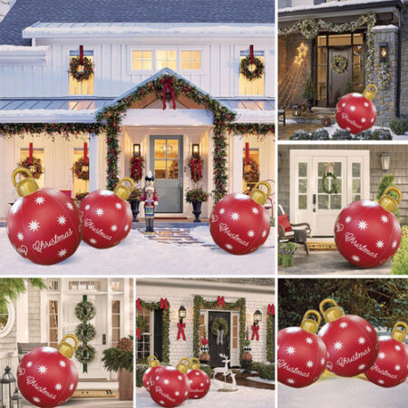 Enfeites De Bola Decorados De Natal Infláveis De Pvc Grandes - Imagem 60