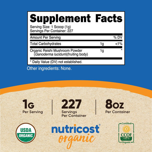 Cogumelo Reishi Orgânico Nutricost Em Pó 0,5lb (8 Onças) - C - Imagem 2