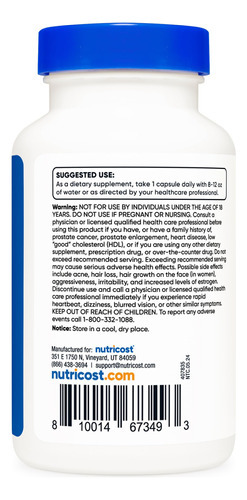 Suplemento Nutricost Pregnenolona 100mg 120 Cápsulas - Imagem 5