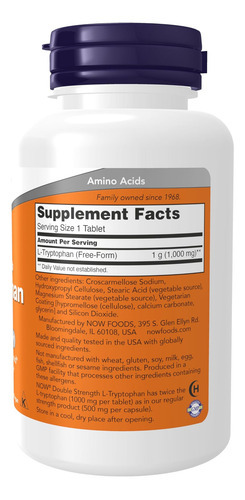 Agora, Suplementos De Alimentos, L-triptofano 1.000 Mg, Forç - Imagem 2