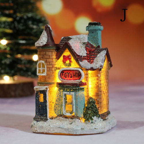 - 6 Peças De Led Em Miniatura Casa De Natal Iluminada Igreja - Imagem 3