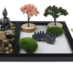 Conjunto De Bandeja De Areia De Jardim De Estátua De Buda Mi