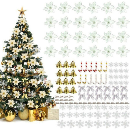 Decoração De Árvore De Natal De 120 Peças Com Flores De Nata — foto 8 Decoração De Árvore De Natal De 120 Peças Com Flores De Nata — foto 8