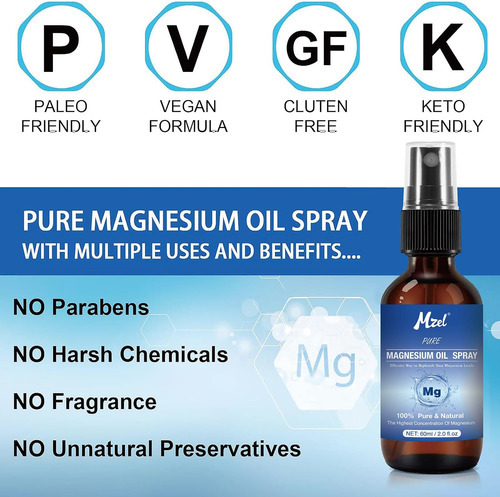 Spray De Óleo De Magnésio Puro, Spray De Magnésio Orgânico P - Imagem 3