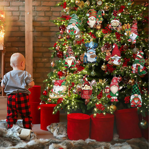 Hhh 36 Peças De Enfeites De Madeira Anã De Natal, Decoração - Imagem 7