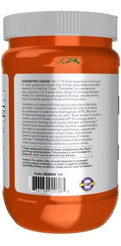 Now Sports Nutrition, Creatina Micronizada Em Pó 500 G, Mass - Imagem 3