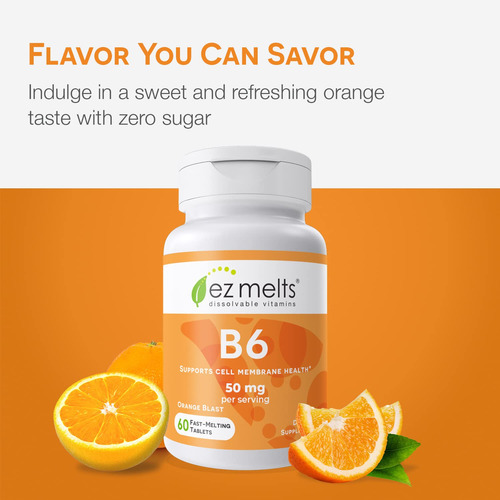 Suplemento Ez Melts B6 Piridoxina 50 Mg Sublingual 60 Compri - Imagem 4