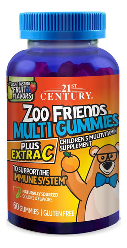 21st Century Zoo Friends Multi Gummies Plus Extra C, Sabores