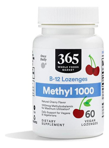 365 Da Whole Foods Market, Pastilhas B-12, Metil 1000, Sabor