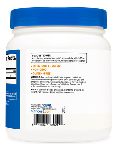 Suplemento Nutricost L-arginina Em Pó 500g 100 Porções - Imagem 4