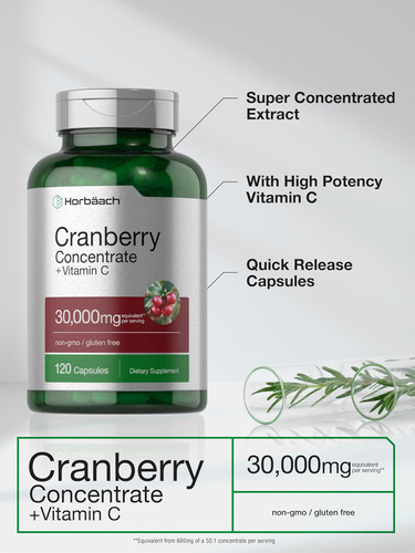Comprimidos De Cranberry Horbäach 30.000 Mg | 120 Cápsulas | - Imagem 4