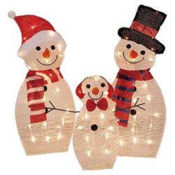 Conjunto De 3 Enfeites De Natal Com Luzes, Boneco De Neve