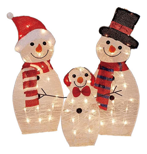Conjunto De 3 Enfeites De Natal Com Luzes, Boneco De Neve
