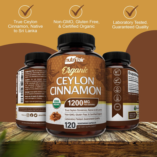 Suplemento Orgânico De Canela Do Ceilão Nutriflair 1200 Mg, - Imagem 4