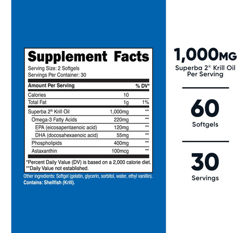 Suplemento De Óleo De Krill Nutricost 1000 Mg 60 Cápsulas Ge - Imagem 3