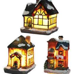 Decoração De Natal Light Miniature House Village 3x