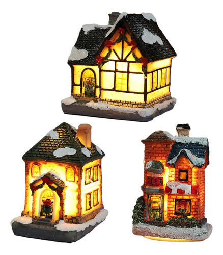 Decoração De Natal Light Miniature House Village 3x