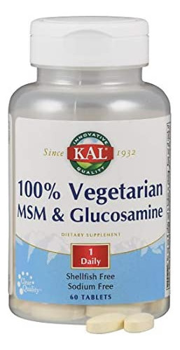 Kal 100% Vegetariano Msm E Comprimido De Glucosamina, 500 M - Imagem 3