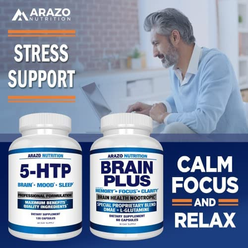 Arazo Nutrition 5-htp 200mg Mais Cálcio Para O Humor, Sono S - Imagem 6